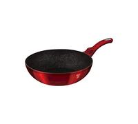 BERLINGER HAUS - Wok 30 cm - Revêtement Granit-Marbre 3 couches - Poignée ergonomique douce au toucher avec protection offerte - Ligne métallique bordeaux