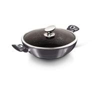 Berlinger Haus, Wok + couvercle, 30 cm, Collection Carbon Pro, 2 poignées latérales, Convient à tous les types de plaques de cuisson, sans PFOA, plomb, cadmium, Facile à nettoyer