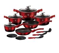 BerlingerHaus Ensemble de casseroles Metallic Line BH-1632N 15 pièces Noir/Bourgogne