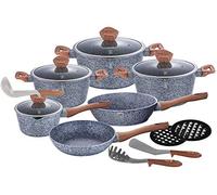 BerlingerHaus BH-1213 Batterie de 15 casseroles et poêles en pierre et couvercles en verre