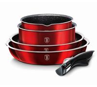 BerlingerHaus Granit Set de casseroles Set de poêles avec poignée amovible 9 pcs. poignée CLICK Burgundy Metallic Line