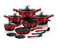 BerlingerHaus Ensemble de casseroles Metallic Line BH-1632N 15 pièces Noir/Bourgogne