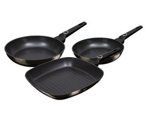 BERLINGERHAUS Poêle avec surface en titane set de 3 pièces Primal Gloss Collection grill