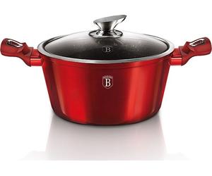 Berlingerhaus pot avec surface en marbre et couvercle 24 cm Bourgogne Ligne Métallique BH-1257