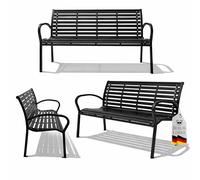 Berlinlodge Banc de Jardin Mykonos Effet Bois, Plastique & métal, 3 Places, Exterieur, Pas Cher, HxLxP 80 x 126 x 60 cm, Noir, Solide Banquette d'Extérieur, Meuble de Terrasse, Parc, Patio, Balcon