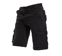 Bermuda Homme Cargo Sport Taille Élastique Shorts D'été Respirant Léger Slim Fit Pantalon Court Travail Couleur Unie Bermuda Multi-Poches Classique Randonnée Short avec Poches Latérales, Noir , 3XL