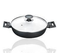 Berndes 013365 Poêle de service Starter en aluminium pour induction B.Nature, revêtement anti-rayures en quartz, avec couvercle, convient à l'induction, 24 cm, noir/blanc
