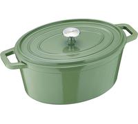 Berndes b.iron Cocotte Ovale, Mijoteuse, Casserole, Adaptée à l'induction, Fonte, Vert, 31 x 24 cm, 034268