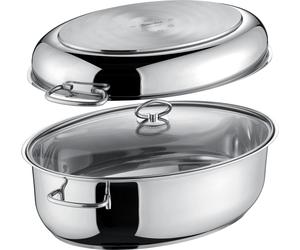 Berndes Cocotte ovale en acier inoxydable, 3en1 avec couvercle en verre 38 x 25.5 cm 87597
