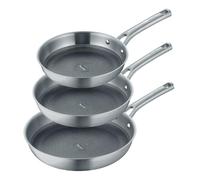set de 3 poêles à frire 20+24+28 cm, acier inoxydable, poli - Tricion Resist