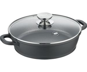 Berndes Vario Click Induction Cocotte avec couvercle en verre, casserole, poêle à servir, revêtement anti-adhésif, fonte d'aluminium, noir, Ø 24 cm, 031165