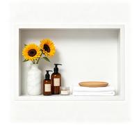 Bernkot Douche en acier inoxydable 304, 45 cm × 30 cm × 10 cm, niche murale blanche pour rangement de salle de bain, ne nécessite pas de carrelage, douche intégrée, montage excessif