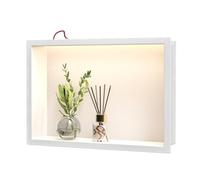 Bernkot Douche Murale en Acier Inoxydable avec LED, étagère de Douche encastrée, Double Couche, Niche de Salle de Bain, 60 cm x 30 cm, Pas de carrelage nécessaire, Noir