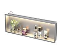 Bernkot Douche Murale en Acier Inoxydable avec LED, étagère de Douche encastrée, Double Couche, Niche de Salle de Bain, 60 cm x 30 cm, Pas de carrelage nécessaire, Noir
