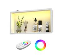Bernkot Douche murale en acier inoxydable avec LED RVB - Niche de douche - Carrelable - Avec télécommande - 60 x 30 cm - Blanc