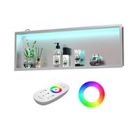 Bernkot Douche murale en acier inoxydable avec LED RVB - Niche de douche - Carrelable - Avec télécommande - 90 x 30 cm - Argenté