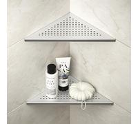 Bernkot Etagere Douche Angle Lot de 2, étagère de Douche d'angle en Acier Inoxydable 304, Etagere Angle Salle de Bain 254mm, pour Mur carrelé (Argent, 2 pièces)