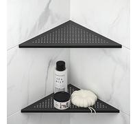 Bernkot Etagere Douche Angle Lot de 2, étagère de Douche d'angle en Acier Inoxydable 304, Etagere Angle Salle de Bain 305mm, pour Mur carrelé, sans perçage, Noir