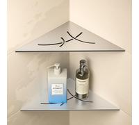 Bernkot Lot de 2 étagères de douche d'angle en acier inoxydable 304 de 3 mm d'épaisseur, étagère d'angle encastrée, 254 mm, étagère murale carrelée, étagère triangulaire pour rangement de salle de