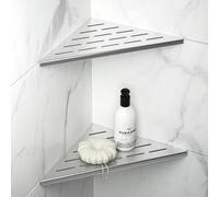 Bernkot Lot de 2 étagères de Douche d'angle encastrées en Acier Inoxydable 304 pour Mur carrelé, sans perçage (argenté)