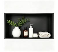 Bernkot Niche de douche en acier inoxydable 60 x 30 x 10 cm pour rangement mural, Noir