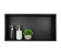 Bernkot Niche de Douche en Acier Inoxydable 61 x 30,5 cm - Noir Mat - Pas Besoin de carrelage - Étagère de Douche encastrée pour Salle de Bain