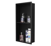 Bernkot Niche de Douche en Acier Inoxydable, 61 x 30,5 cm, Noir Mat, Pas Besoin de carrelage, Niche Murale, Double étagères encastrées pour Salle de Bain