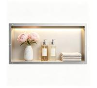 Bernkot Niche de Douche Murale en Acier Inoxydable avec Lumière LED, Étanche, Intégrée 60 x 30 x 10 cm, Rangement pour Salle de Bain, Brossée