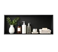 Bernkot Niche de douche noire en acier inoxydable 304 90 x 30 x 10 cm - Pas de carrelage nécessaire - Niche murale pour salle de bain et montagne