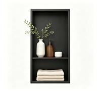 Bernkot Niche murale en acier inoxydable 304 - Noir - 60 x 30 cm - Double étagères - Douche encastrée pour rangement de salle de bain - Pas de carrelage nécessaire - Niche sur montage