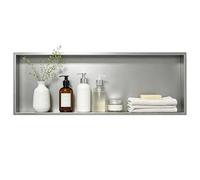 Bernkot Niche murale pour douche en acier inoxydable, niche de douche 90 x 30 x 10 cm, niche de salle de bain, niche de douche, étagère de salle de bain encastrable, brosse, argent