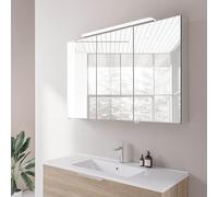 BERNSTEIN - Armoire de toilette à glace miroir salle de bain suspendu éclairage LED 100x19x73cm 3 portes & prise intérieure - NEO