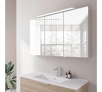 BERNSTEIN - Armoire de toilette à glace miroir salle de bain suspendu éclairage LED 120x19x73cm 3 portes & prise intérieure - NEO