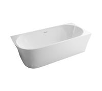 BERNSTEIN - Baignoire d'angle semi-îlot Blanc brillant design Acrylique + Bonde et trop plein, 215L, Montage à droite - 170x80x60cm (lxLxH) - NOVA CORNER