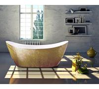 BERNSTEIN - Baignoire îlot Acrylique ovale design Or + Bonde et trop plein, 180L - 173x73x75cm (lxLxH) - SIENA
