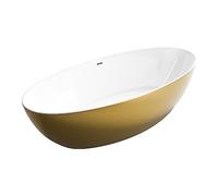 BERNSTEIN - Baignoire îlot Acrylique Ovale Moderne Or + Bonde et trop plein, 230L - 185x88x60cm (lxLxH), Qualité supérieure, Pieds reglables, Autoportante - TERRA Gold