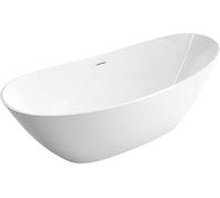 BERNSTEIN - Baignoire îlot ovale Blanc brillant Acrylique + Bonde et trop plein, 250L - 170x72x69cm (lxLxH) - BELLAGIO 2.0