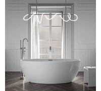 BERNSTEIN - Baignoire îlot ovale Blanc brillant Acrylique + Bonde et trop plein, 250L - 170x80x60cm (lxLxH) - TERRA 2.0