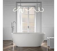 BERNSTEIN - Baignoire îlot ovale Blanc mat Acrylique + Bonde et trop plein, 205L - 160x75x59cm (lxLxH) - JAZZ PLUS 2.0