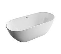 BERNSTEIN - Baignoire îlot ovale Blanc mat Acrylique + Bonde et trop plein, 246L - 160x75x59cm (lxLxH) - JAZZ PLUS 2.0