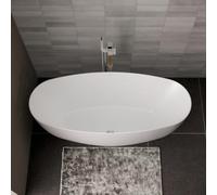 BERNSTEIN - Baignoire îlot ovale Blanc mat Acrylique + Bonde et trop plein, 275L - 180x80x58cm (lxLxH) - BELAQUA