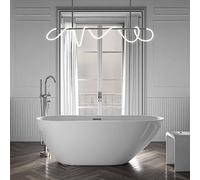 BERNSTEIN - Baignoire îlot ovale Blanc mat Acrylique + Bonde et trop plein, 275L - 180x80x58cm (lxLxH) - ROMA PLUS 2.0