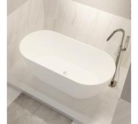 BERNSTEIN - Baignoire îlot ovale Blanc mat Acrylique + Bonde et trop plein, 275L - 180x80x59cm (lxLxH) - JAZZ PLUS 2.0