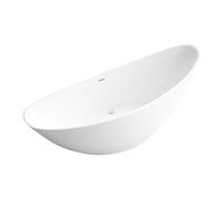 BERNSTEIN - Baignoire îlot ovale Blanc mat Acrylique + Bonde et trop plein, 285L - 184x79x77cm (lxLxH) - VICE 2.0