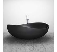 BERNSTEIN - Baignoire îlot ovale Noir mat fonte minérale + Bonde et trop plein, 325L - 180x110x62cm (lxLxH) - WAVE
