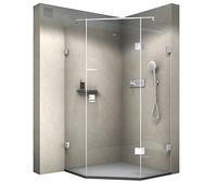 BERNSTEIN - Cabine de douche pentagonale 80x80x195cm + Receveur, verre trempé ESG 8mm anticalcaire, Profilés Chrome - EX415