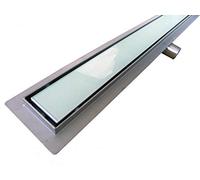 BERNSTEIN - Caniveau douche italienne Acier 100cm Siphon évacuation, Drain de douche Filtre à cheveux Cache verre Blanc, Réglable, Extra plat, anti-odeurs - GL02