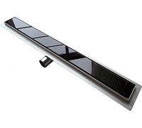 BERNSTEIN - Caniveau douche italienne Acier 80cm Siphon évacuation, Drain de douche Filtre à cheveux Cache verre noir A carreler, Réglable, Extra plat, anti-odeurs - GL01
