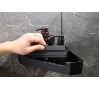 BERNSTEIN - Etagère murale d'angle Douche + Raclette 22x22cm Acier inoxydable Noir mat, Drainage anti Humidité, Installation facile à vis ou adhésive - DK719