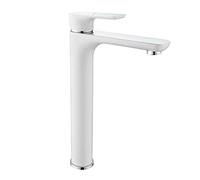 BERNSTEIN - Grand Robinet Mitigeur Lavabo/Vasque en Laiton Chromé Blanc Brillant 32x20cm, Bec Haut, Levier monocommande, Design Moderne + Cartouche céramique - 4025C